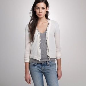 J. Crew Merino Chiffon-Placket Cardigan in Grey